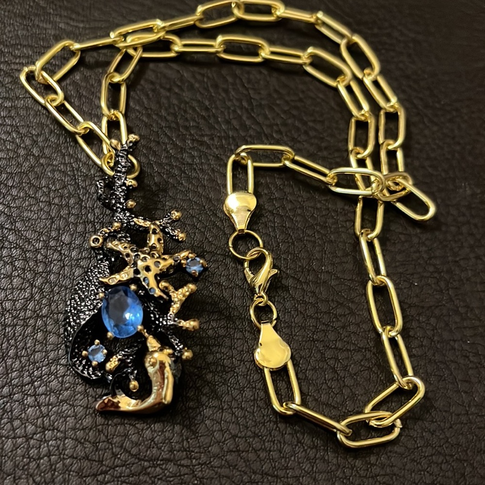Gold & Black Sea World Pendant Necklace